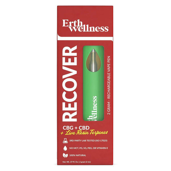 Erth Wellness RECOVER CBG + CBD + Live Resin Terpenes Rechargeable Disposable Vape Pen 2G