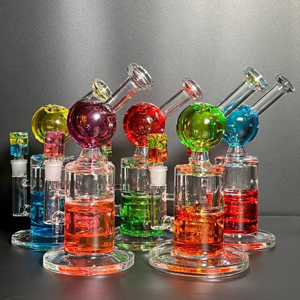 2-Tone Glycerin Water Pipe ‘Rizzler’ | Assorted | WPHX-509 | 9″