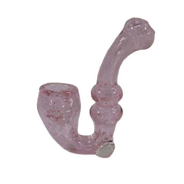 Glass Hand Pipe Pink Marble Sherlock - 113 Grams - 4 Inches - Assorted Colors [S420]