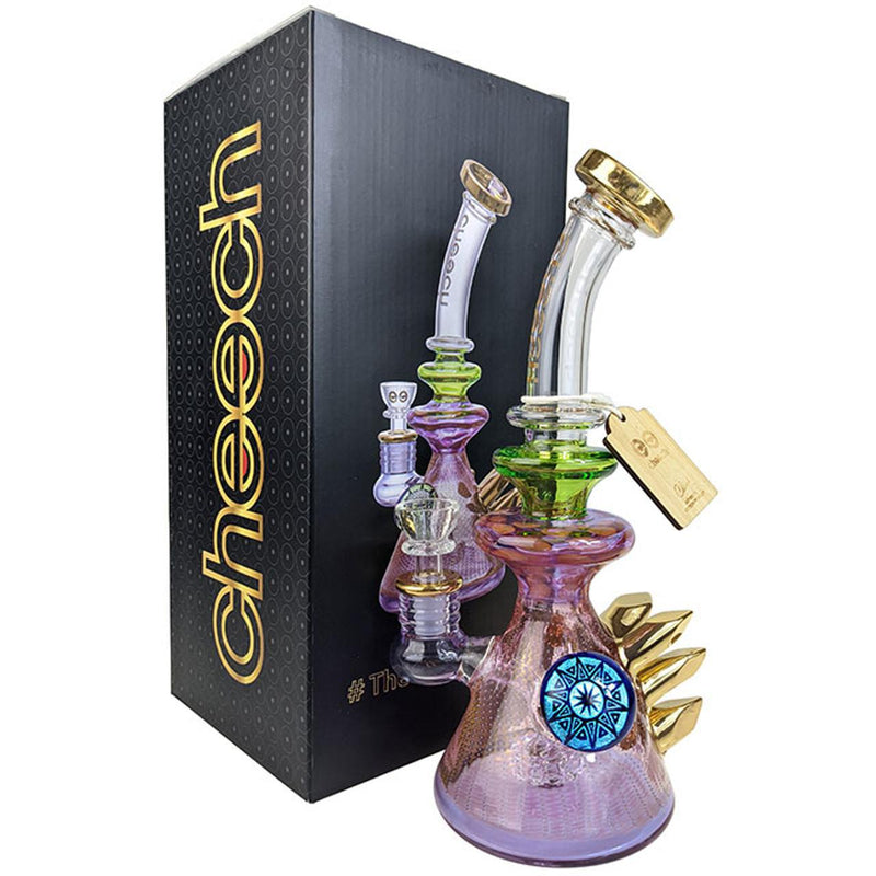 Cheech Glass - 10" Air Trap Growing Gold Crystal Rig Water Pipe - with 14M Bowl (CHE-241)