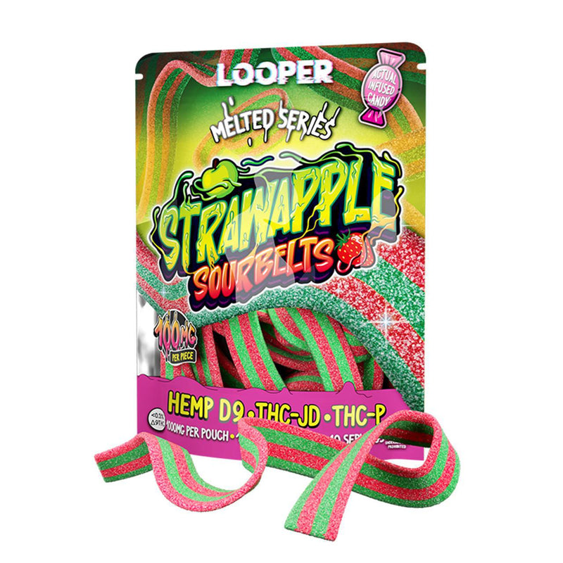 Looper Melted Series Delta Hemp D9 Sour Belts 1000MG - Pouch of 10
