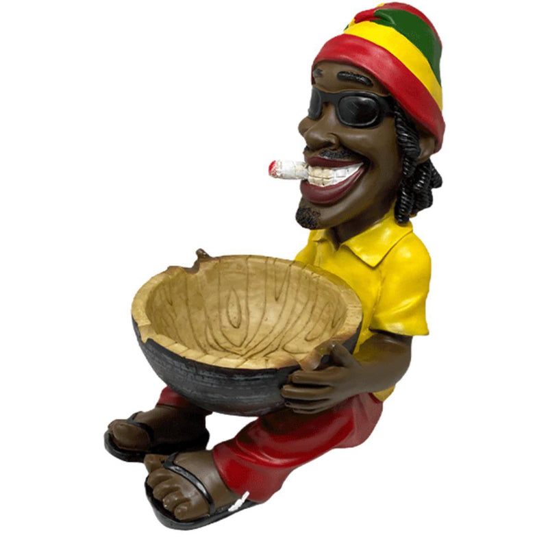 17" Large Rasta Jamaican Man Holding Bowl Polyresin Ashtray Decoration (RATLRG)
