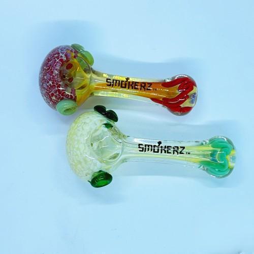 SMOKERZ Glass Hand Pipe Frit Head Fumed Swirl Mouth Spoon 3.5 Inches 85 Grams (SG31)