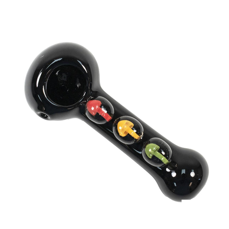 Glass Hand Pipe Rasta Milli Button Black Tube Spoon - 110 Grams - 5 Inches - Assorted Colors [S069]