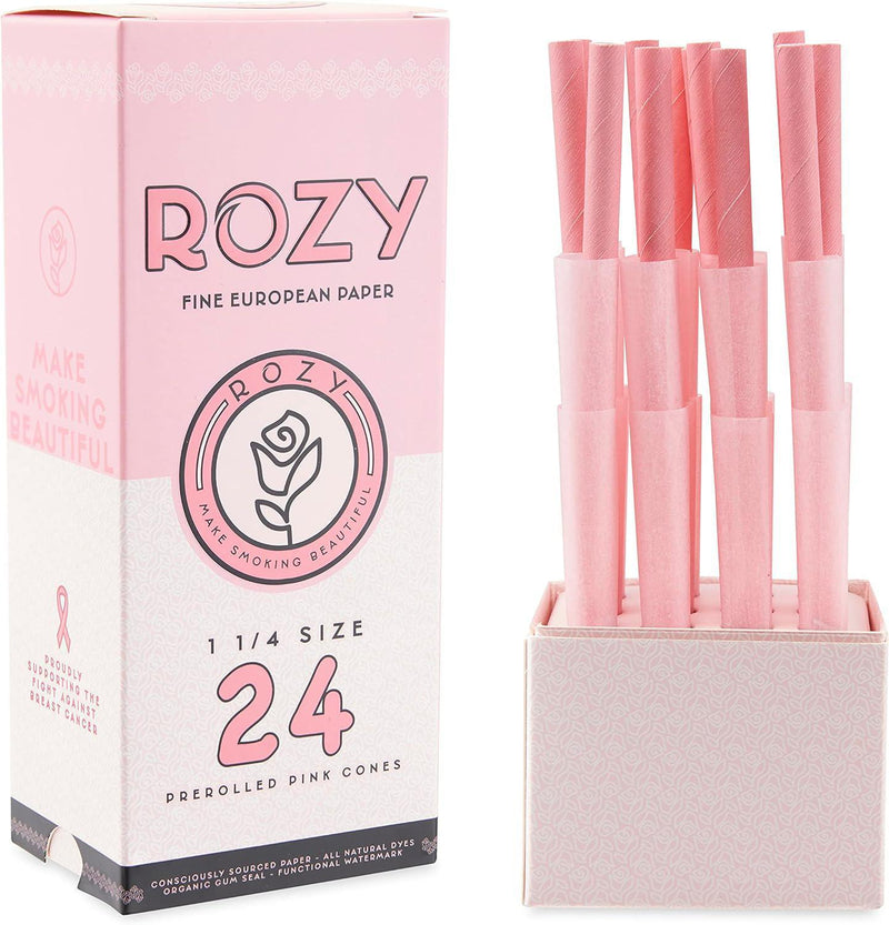 Rozy Fine European Paper Pre-Rolled Pink Cones - Pack of 24