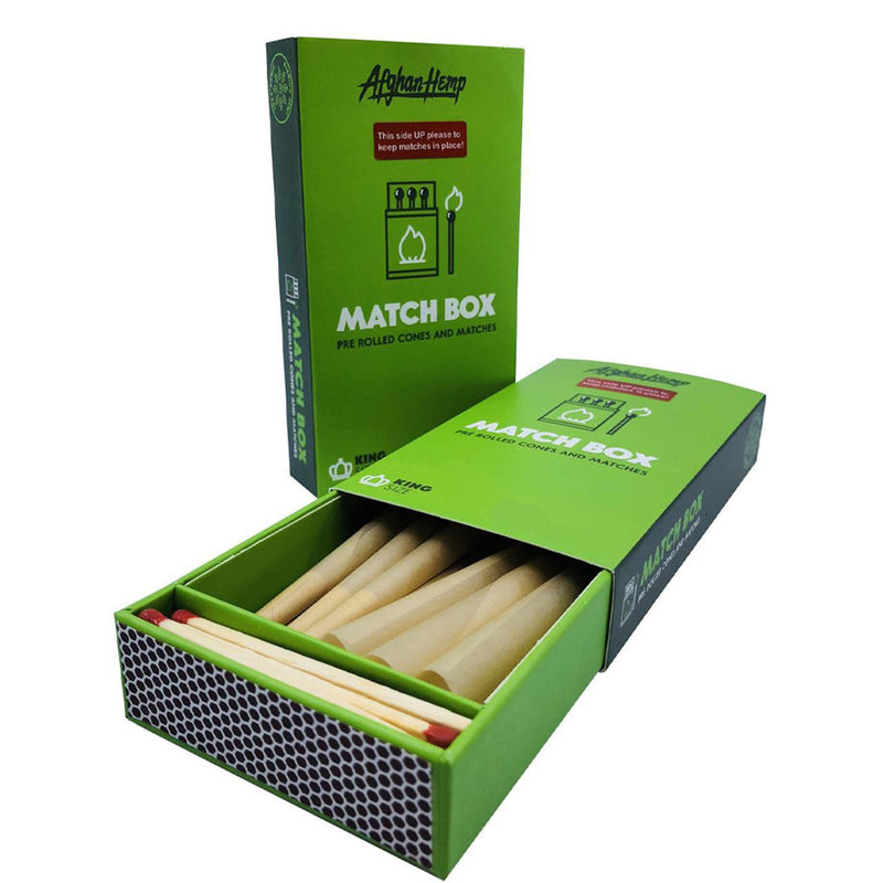 Afghan Hemp Match Box Pre Rolled Cones & Matches - King Size