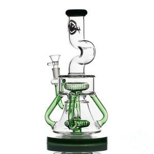 Shadow Glass U Neck Double Perc Water Pipe With Thick Base - 900 Grams - 11 Inches - Assorted Colors [SGD-015]