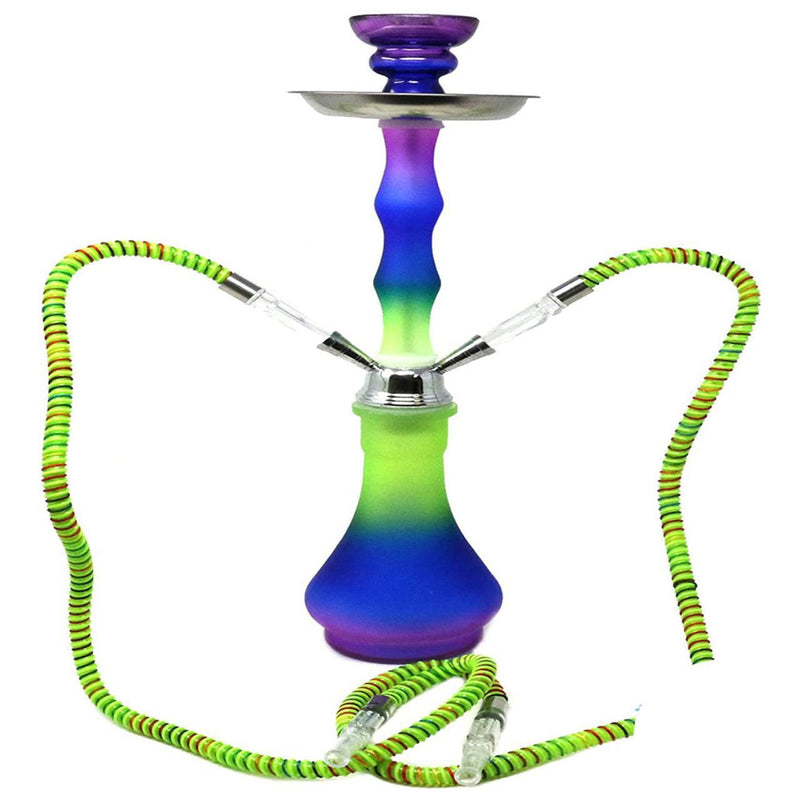 G-Star Personal Tri Color Double Hose Hookah With Frosted Tricolor Glass Base - 20 Inches - Assorted Colors [30464]
