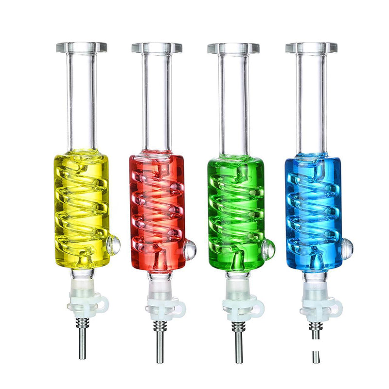 Glass Nectar Collector With Glycerin Filled Body Titanium Nails Kit - 10mm [NC-008]