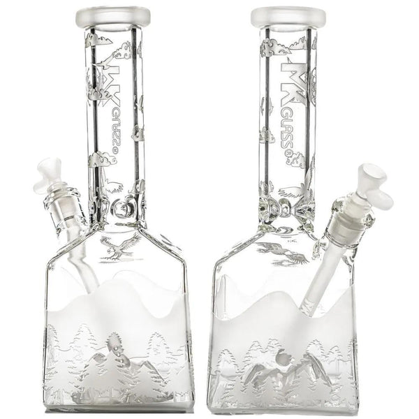 Mk100 Glass 14" Icy Mountain Hexagon Beaker Water Pipe