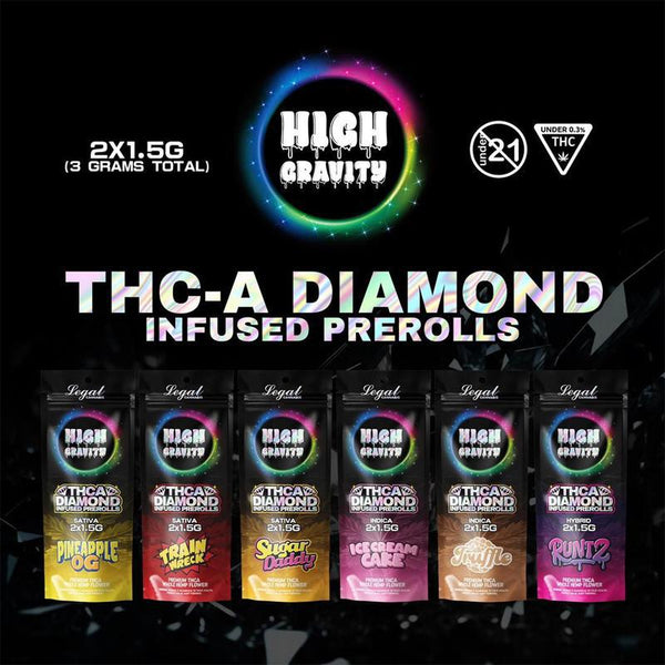 High Gravity CBD-A Diamond 1.5g x 2  Pre Rolls | 3g