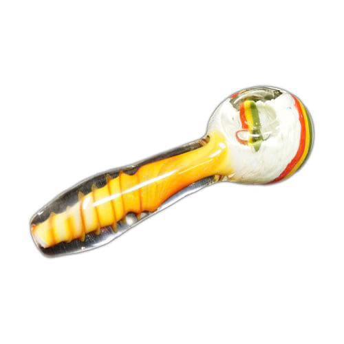 Swirled Handmade Spoon Pipe w/ Rasta Accents