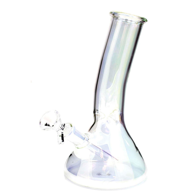 Glass Iridescent Colored Beaker Base Water Pipe With Ice Catcher & Downstem - 204 Grams - 8 Inches - Assorted Colors