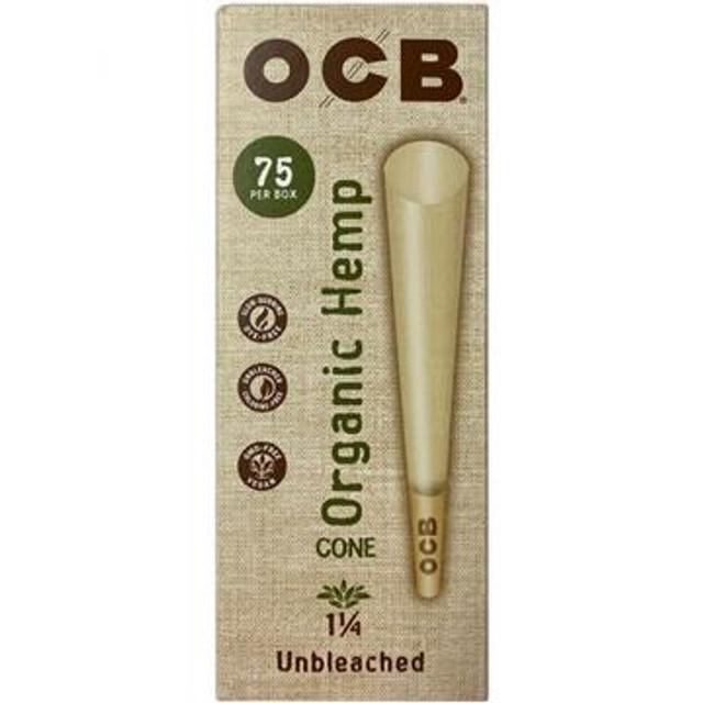 OCB Unbleached Organic Hemp 1 1/4 Size Cone Tower | 75ct.