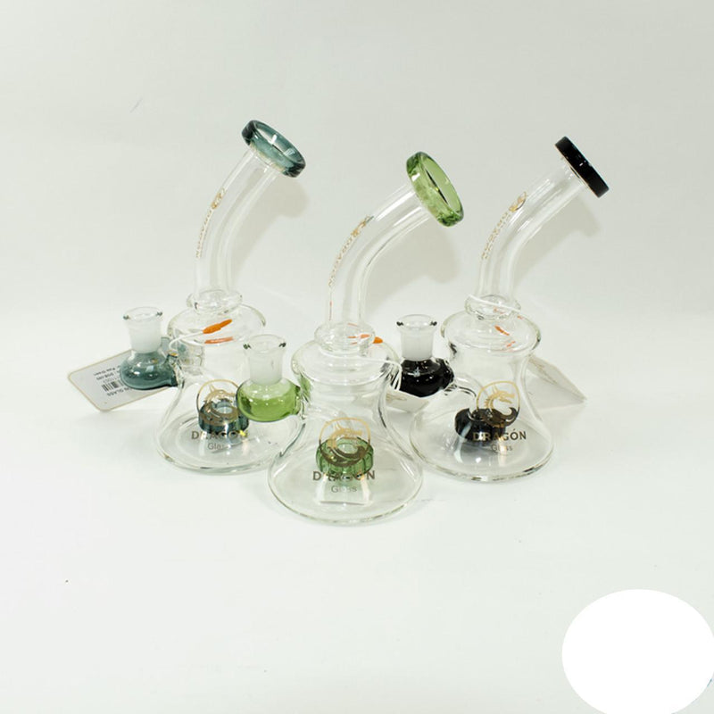 Dragon Glass Water Pipe Mini Rig With Tire Perc - 195 Grams - 7 Inches - Assorted Colors [DGE-085]