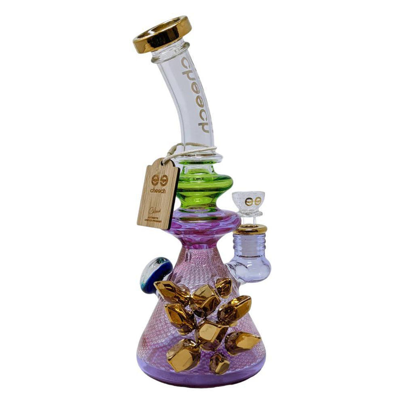 Cheech Glass - 10" Air Trap Growing Gold Crystal Rig Water Pipe - with 14M Bowl (CHE-241)