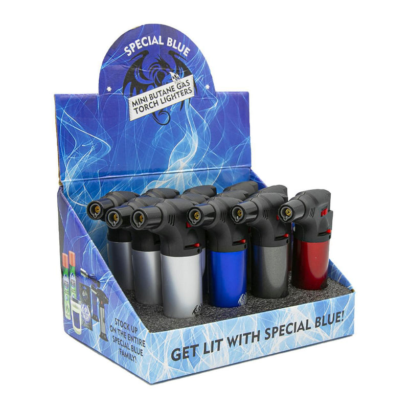Special Blue Bernie Metal Single Flame Mini Butane Gas Torch Lighters - Assorted Colors [LT110]