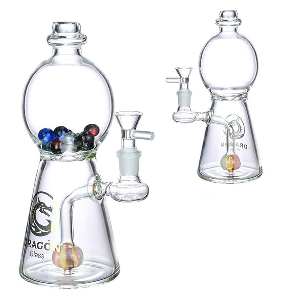 Dragon Glass Water Pipe With Rainbow Globe + Globe Shape Top & Straight Neck - 385 Grams - 8 Inches [DGE-259]