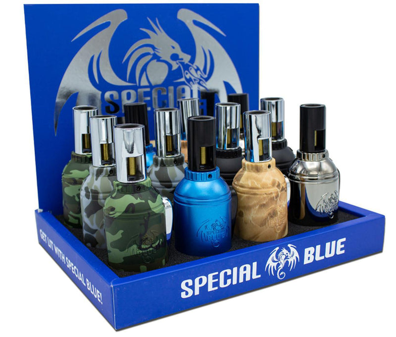 Special Blue Grenade Mini Butane Gas Torch Lighters - Assorted Colors  [TD103]