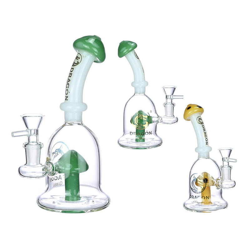 Dragon Glass Water Pipe With Mushroom Shape Perc & Slightly Bent Mushroom Neck 206 Grams 7 Inches [DGE-242]