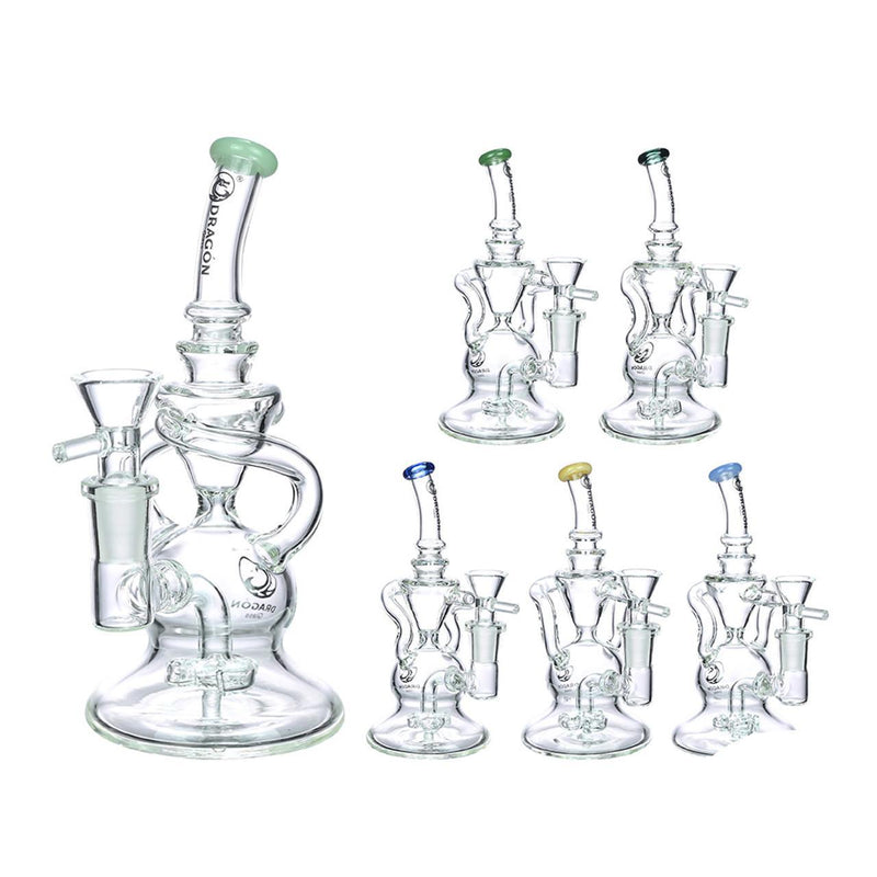 Dragon Glass Mini Water Pipe With Spiral Perc + Spiral Hand Grip & Slightly Bent Neck 179 Grams 6.45 Inches - Assorted Colors [DGE-274]