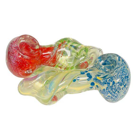 4" Fumed Twisted Frit - Glass Hand Pipe (Assorted Colors)