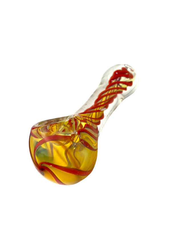 3.5" Fumed Yellow Swirly Spoon - Glass Hand Pipe (Assorted Colors)