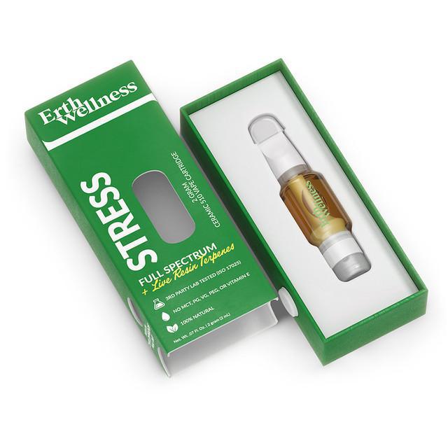 Erth Wellness STRESS Full Spectrum + Live Resin Terpenes Ceramic 510 Vape Cartridge 2G