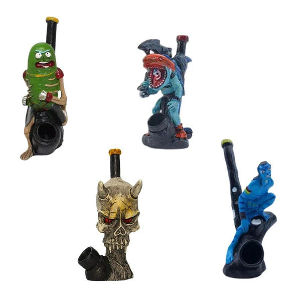 Resin Character Hand Pipe | Assorted | 5"