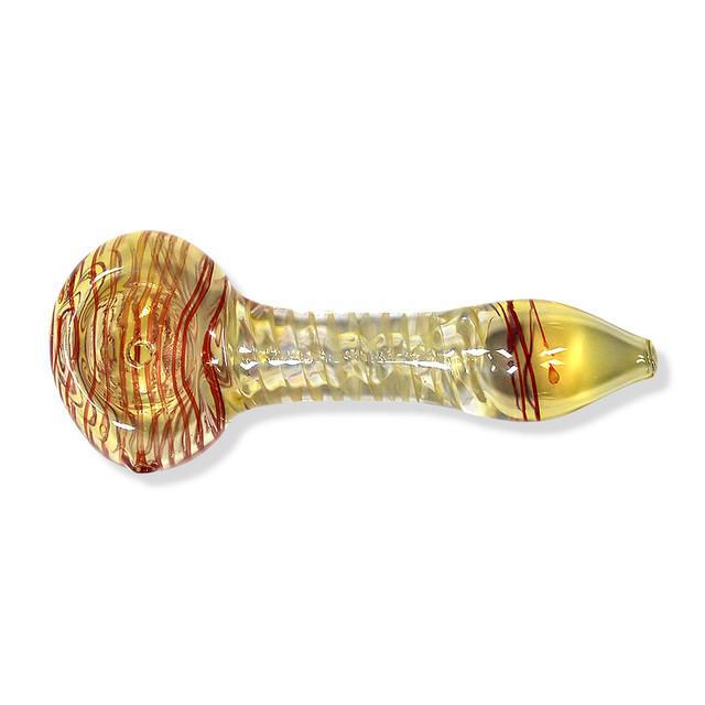 Color Glass Hand Pipe w/ Striped Inlay & Fumed Accents
