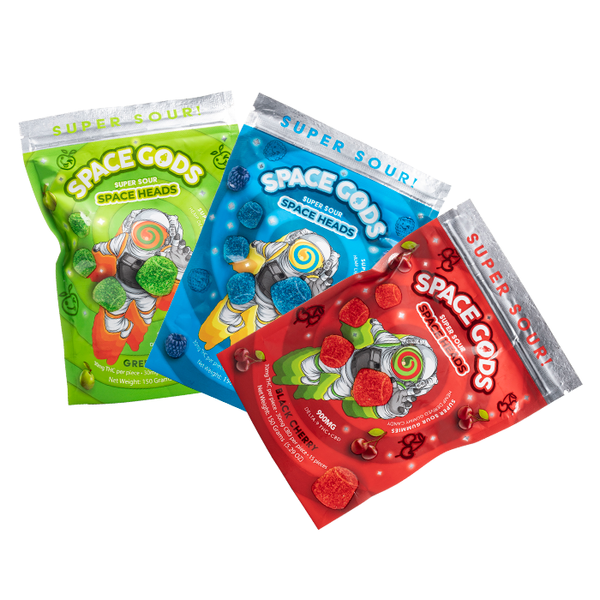 Space Gods Super Sour Space Heads Gummies 900mg