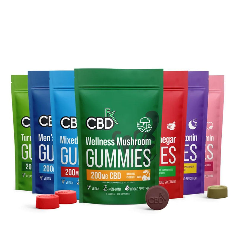 CBDfx Wellness Mushroom 200MG Broad Spectrum CBD Gummies - 8ct Pouch