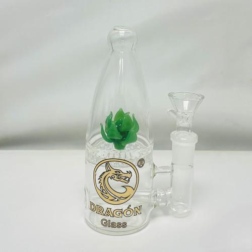 Dragon Glass Water Pipe Flower Design Inside & Honeycomb Perc 180 Grams 4.5 Inches [DGE-357]