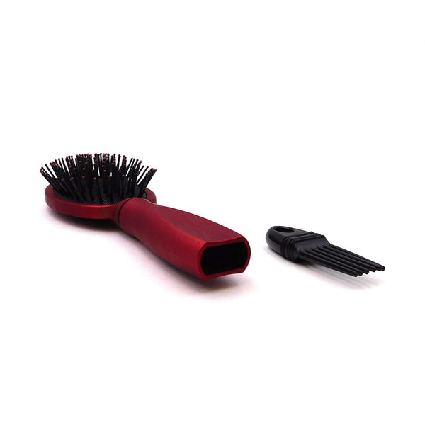 Flat Handle Red Hair Brush Safe Can