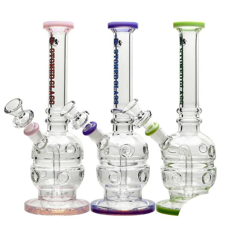 Stoned Glass Water Pipe Egg Fab Rig Design With Circ Perc - 367 Grams - 9.5 Inches - Assorted Colors [SG-203]