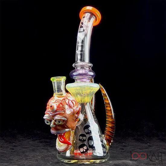 Tataoo Glass 11" 3-Horn & 3-Eye Devil Face Water Pipe