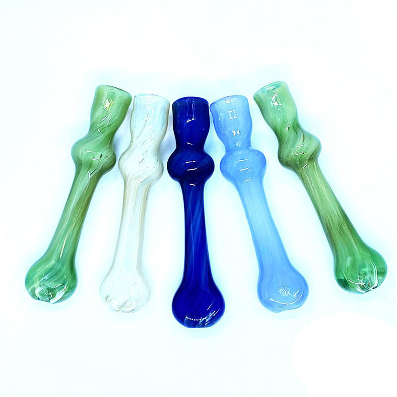 Glass Chillum Color Fume Long 4.5 Inches 48 Grams - Assorted Colors [S095]