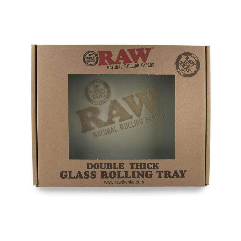 RAW Double Thick Glass Rolling Tray - Frosted - Large