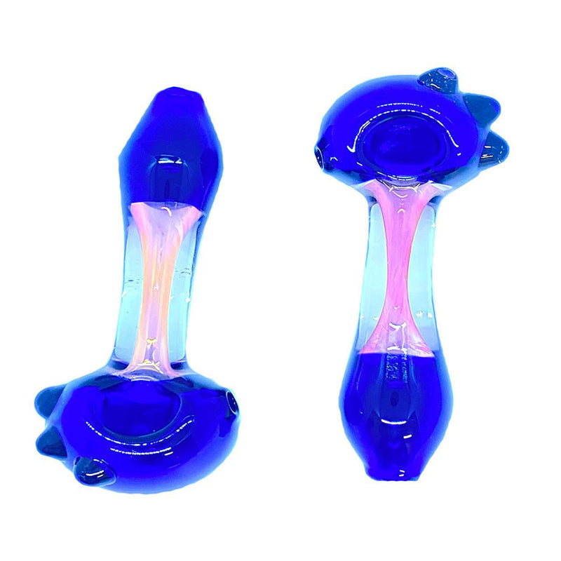 Glass Spoon With Premium Blue & Silver Fume - 5 Inches - 204 Grams - Assorted Colors [SR36]