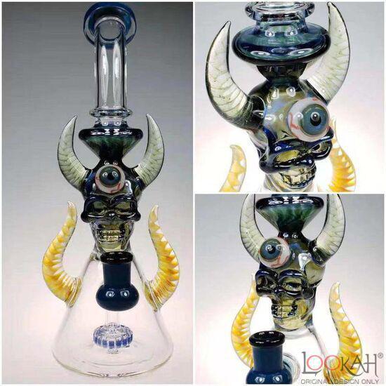 T'attoo USA Glass Water Pipe One Eyed Monster Design With Disc Perc - 11.5 Inches - 815 Grams