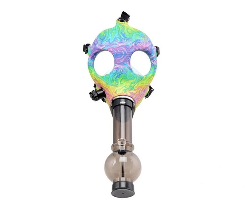 Honey Puff Silicone Full Face Adjustable Gas Mask With Acrylic Pipe Set - Assorted Colors [P1036]