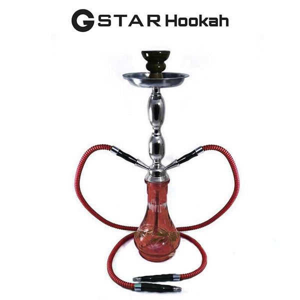 G-Star Double Hose Glass Hookah - 18 inches - Assorted Colors [30236D]