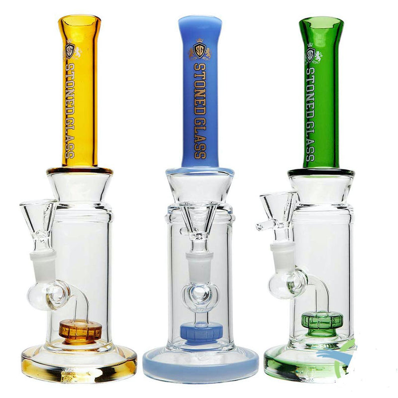 Stoned Glass Water Pipe Colortop Med Ball With Drop Matrix Showerhead Perc - 392 Grams - 10 Inches - Assorted Colors [SG-418]