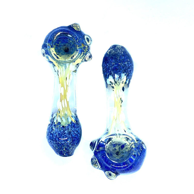 Glass Marble Head Frit Rim Mouth Spoon - 4.5 Inches - 272 Grams - Assorted Colors - [SR24]
