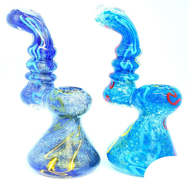 Glass Frit Dust Color Line Swirl Bubbler - 250 Grams - 8 Inches - Assorted Colors [C126]