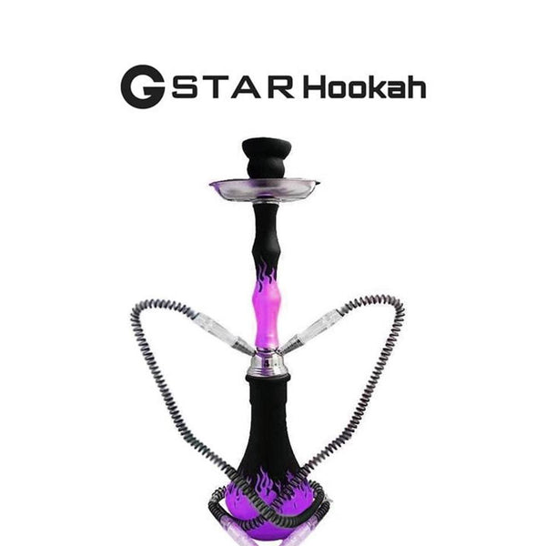 G-Star Double Hose 20 Inch Matte Finish Flame Design Glass Hookah - Assorted Colors [30417D]