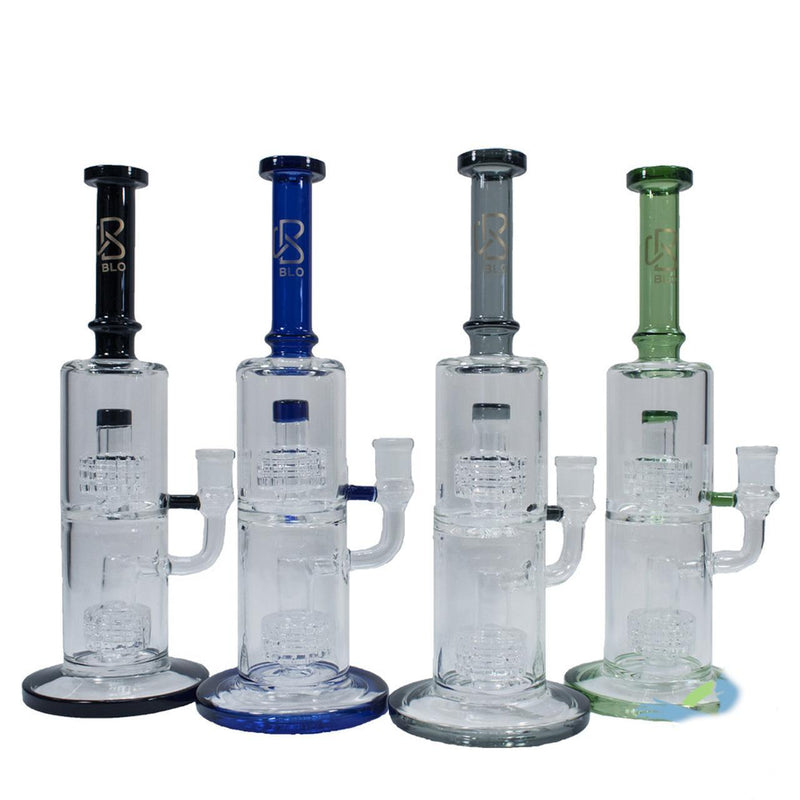 BLO Glass Water Pipe With 2 Matrix Perc - 644 Grams - 11.85 Inches [G12-5]