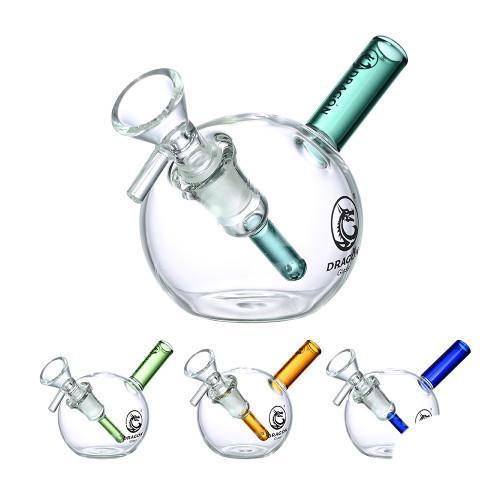 Dragon Glass Mini Water Pipe With Globe Body & Inclined Neck 79 Grams 4 Inches  [DGE-310]