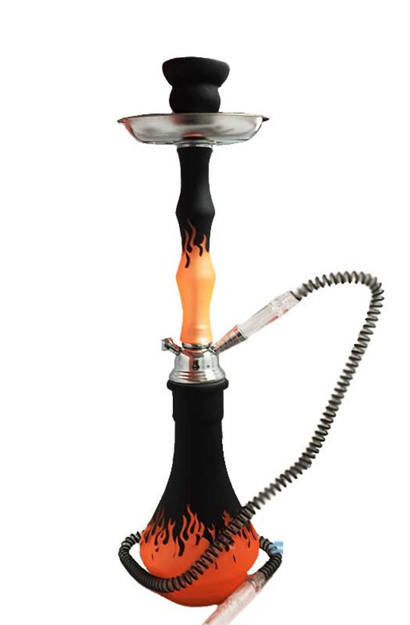 G-Star Single Hose 20 Inch Matte Finish Flame Design Glass Hookah - Assorted Colors [30417S]