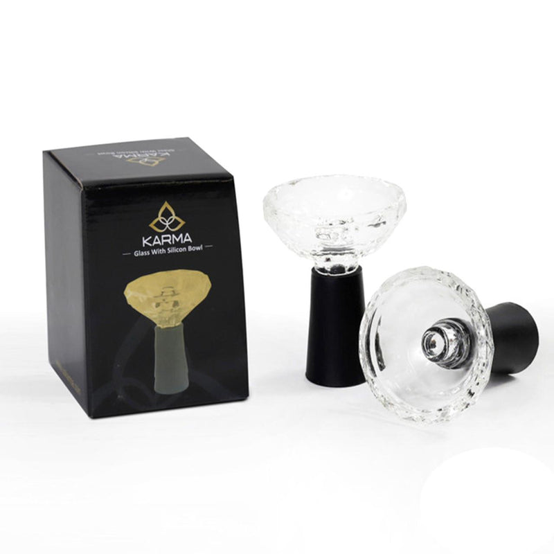 Karma Glass Bowl With Silicon Stem Hookah Bowl - 4 Inches [KB-GWS-BL]
